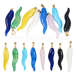 8Pcs 8 Style Handmade Lampwork with Brass Pendants&nbsp;KK-TA0002-22