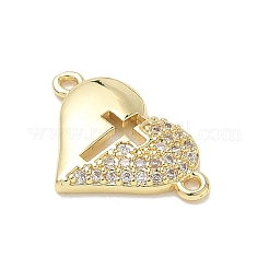 Brass Micro Pave Clear Cubic Zirconia Connector Charms&nbsp;KK-E796-05G