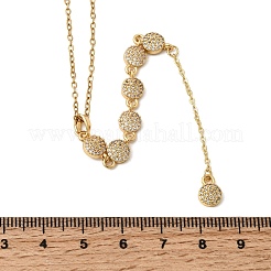 Brass Micro Pave Clear Cubic Zirconia Geometric Pendant Y Tassel Necklaces&nbsp;NJEW-P350-01A-G