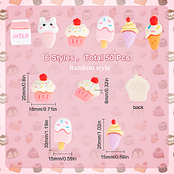 50Pcs Opaque Resin Decoden Cabochons&nbsp;CRES-SC0002-46