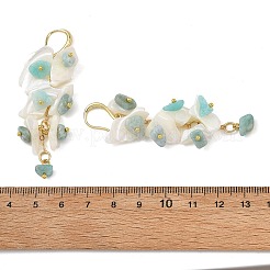 Natural Amazonite & Natural Shell Dangle Earrings for Women&nbsp;EJEW-JE07385