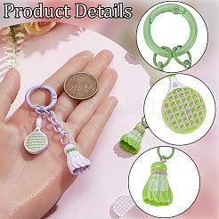 10Pcs 5 Colors Resin Badminton & Racket Pendant Decorations&nbsp;HJEW-SP0001-68