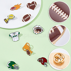 9Pcs 9 Styles Rugby Sports Series Enamel Lapel Pin Backs&nbsp;JEWB-SC0001-98