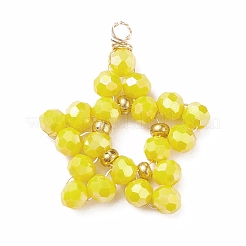Faceted Round Full Plated Electroplate Glass Pendants&nbsp;PALLOY-JF01461
