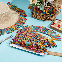 10 Yards Rainbow Polyester Fringe Trim Ribbons&nbsp;DIY-FG0006-17