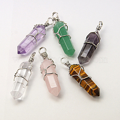 Natural Gemstone Double Terminated Pointed Pendants&nbsp;G-J062-P