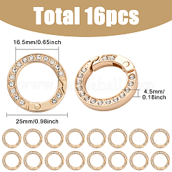 16Pcs Alloy Rhinestone Spring Gate Rings&nbsp;FIND-SP0004-52E
