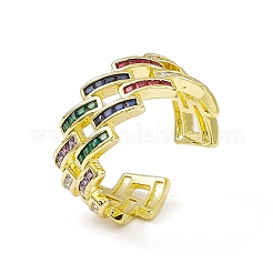 Cubic Zirconia Rhombus Open Cuff Ring&nbsp;RJEW-I091-01G