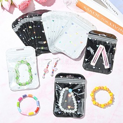 50Pcs Glitter Heart Holographic Plastic Yin-yang Zip Top Gift Bags&nbsp;OPP-YW0001-09A