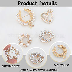 4Pcs 4 Styles Alloy Rhinestone Brooches for Clothes&nbsp;JEWB-CN0001-06