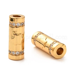 Brass Micro Pave Clear Cubic Zirconia Tube Beads&nbsp;ZIRC-P086-05G