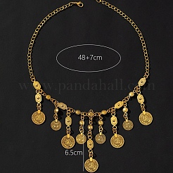 Ethnic Style Zinc Alloy Coin Tassel Bib Necklaces for Women&nbsp;FS-WG93FDD-01