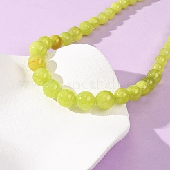 Dyed Round Natural Green Jade Graduated Beaded Necklaces&nbsp;GG-CBAA808-05P-F