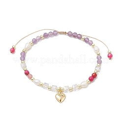 Natural Round Amethyst Beads Braided Beads Bracelets for Women&nbsp;BJEW-JB11658-03