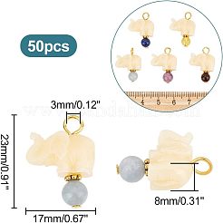 50Pcs Opaque Resin and Natural Mixed Stone Pendants&nbsp;FIND-HY0001-37