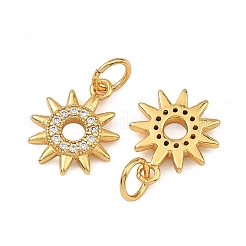 Brass Micro Pave Clear Cubic Zirconia Charms&nbsp;KK-F941-40C-G