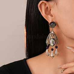 Teardrop Alloy & Rhinestone Dangle Stud Earrings&nbsp;FS-WG4DD0F-01