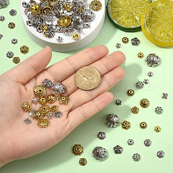 100Pcs 10 Styles Tibetan Style Alloy Flower Bead Caps&nbsp;TIBE-YW0001-84