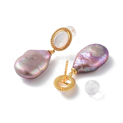 Teardrop Natural Pearl Stud Earrings for Women&nbsp;EJEW-E303-34G