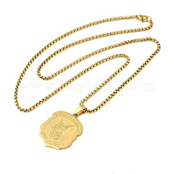 201 Stainless Steel Guardian Holy Angel Saint Michael Pendant Box Chain Necklaces&nbsp;LS-NJEW-Q002-05G
