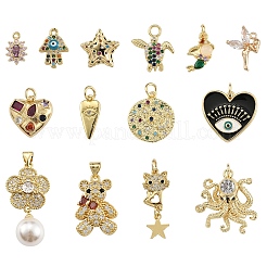 1Pc Rack Plating Brass Micro Pave Cubic Zirconia Pendants&nbsp;ZIRC-YW0001-15