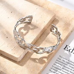 304 Stainless Steel Hollow Cuff Bangles for Women&nbsp;BJEW-B108-05G
