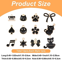 12Pcs 12 Styles Alloy Pendants&nbsp;ENAM-YW0006-93