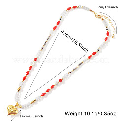 Brass Pendant Glass & Imitation Pearl & Synthetic Gemstone Beaded Necklaces for Women&nbsp;XO1597
