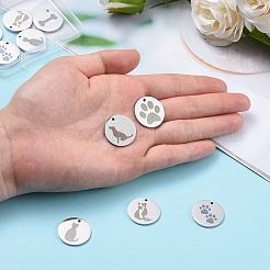 12Pcs 6 Style 304 Stainless Steel Pet Pendants&nbsp;STAS-CJ0001-139