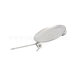 304 Stainless Steel Brooch Cabochon Settings&nbsp;STAS-E547-08H-P