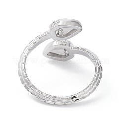 Clear Cubic Zirconia Double Acorn Open Cuff Rings&nbsp;RJEW-G287-01P