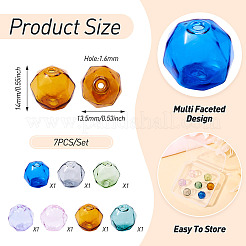 7Pcs 7 Colors Transparent Glass Beads&nbsp;GLAA-TA0002-90A
