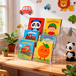 3-Tier Desktop Transparent Plastic Riser Bookends&nbsp;AJEW-WH0609-810