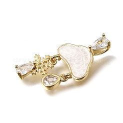 Brass Micro Pave Clear Cubic Zirconia Pendants&nbsp;KK-CBAA632-03G