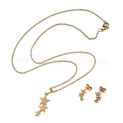 Star 201 Stainless Steel Pendant Necklaces & Stud Earrings Sets for Women&nbsp;SJEW-Q025-02G