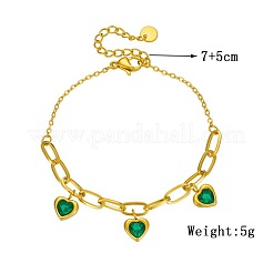 304 Stainless Steel Cubic Zirconia Charm Bracelets&nbsp;WG996B1-01