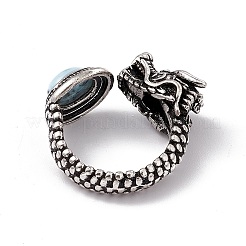 Dragon Head Natural Larimar Cuff Rings&nbsp;RJEW-G273-03AS-01