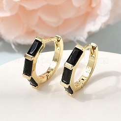 Brass Pave Cubic Zirconia Hoop Earrings&nbsp;EJEW-G471-09G