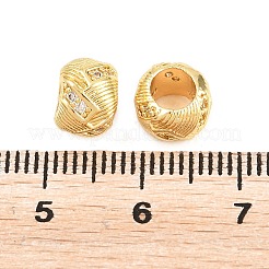 Barrel Brass Micro Pave Cubic Zirconia European Beads&nbsp;KK-B186-22G