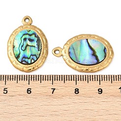 304 Stainless Steel Natural Paua Shell Pendants&nbsp;STAS-L288-04G-01