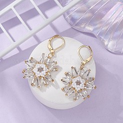 Seed Beaded Flower Dangle Leverback Earrings for Women&nbsp;EJEW-MZ00074
