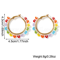 Bohemian Handmade Glass Seed Beads Oval Hoop Earrings&nbsp;JX6954-1