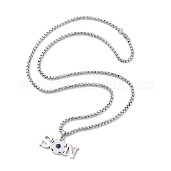 202 Stainless Steel Enamel Box Chain Sport Ball Pendant Necklaces for Men&nbsp;LS-NJEW-K380-01B-01