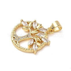 Brass Micro Pave Cubic Zirconia Pendants&nbsp;KK-D502-25G