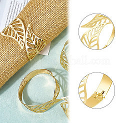 4Pcs Leaf Iron Cuff Bangles&nbsp;BJEW-SP0001-15G