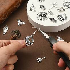100Pcs 10 Styles Tibetan Style Alloy Vampire Pendants&nbsp;TIBEP-CJ0002-81