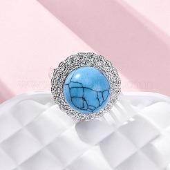 Natural & Synthetic Mixed Gemstone Round Adjustable Finger Rings&nbsp;RJEW-K241-05P