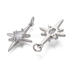 Brass Micro Pave Clear Cubic Zirconia Pendants&nbsp;KK-F821-24P