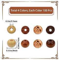 400Pcs 4 Colors Natural Unfinished Wood Beads&nbsp;WOOD-GF0001-90