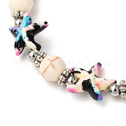 4Pcs Synthetic Turquoise Beads & Alloy & Brass Beads Stretch Bracelets Sets&nbsp;BJEW-JB12408